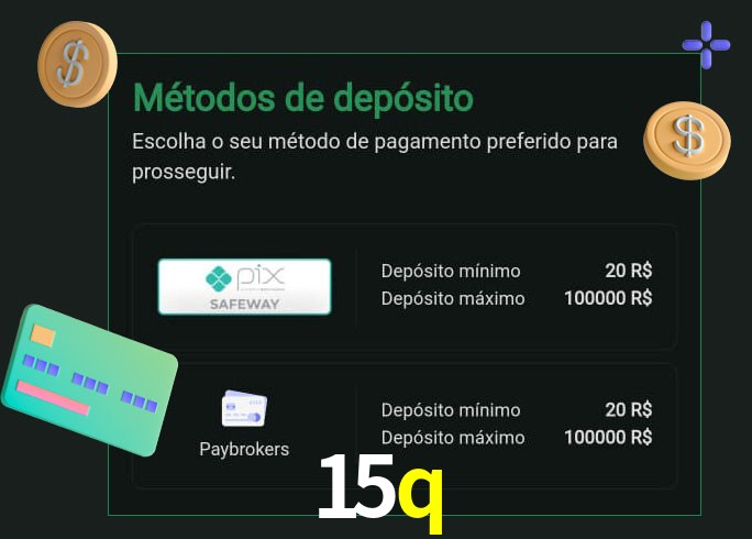 O cassino 15q oferece uma grande variedade de métodos de pagamento